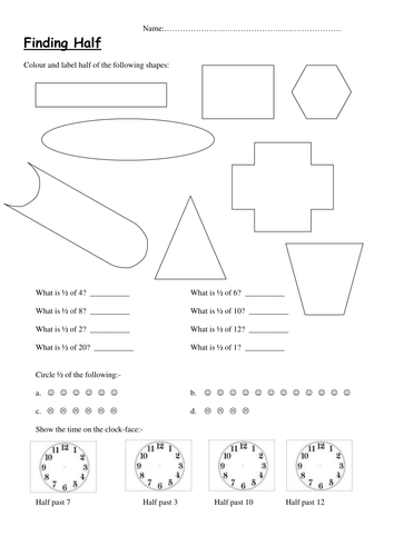 Half Quarter Three Quarters Worksheets | Teaching Resources