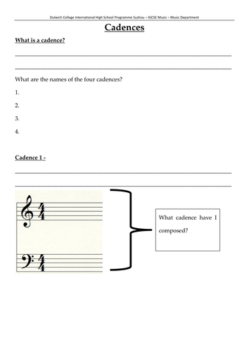 Cadences | Teaching Resources
