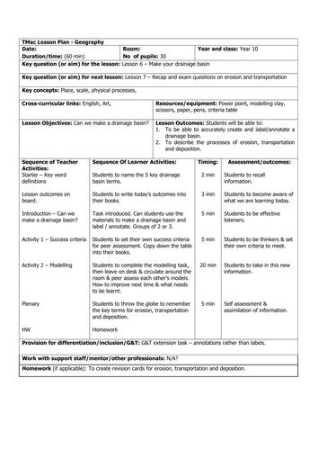 AQA Lesson 6 - Make your own drainage basin | Teaching Resources