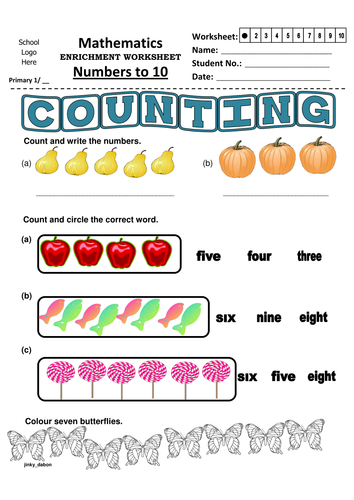 KS1 Numbers to 10 Worksheet | Teaching Resources