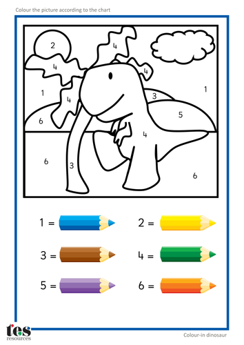 colour by numbers teacch activities dinosaurs by