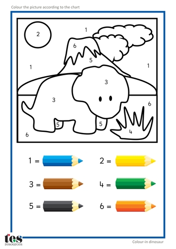 colour by numbers teacch activities dinosaurs by