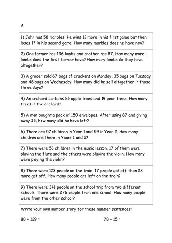 2 step word problem worksheets | Teaching Resources