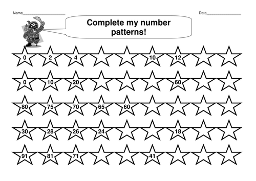 Worksheet Patterns And Sequences Worksheet number patternsnumber sequences pirate resources by piratepatternsall doc