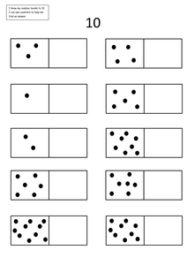 Bond with on dots missing Showing very tes dominoes   ks1 Number simple addition one number  worksheet.