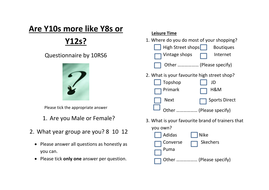 Maths Questionnaire | Teaching Resources