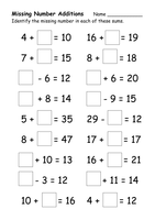 missing y6 Sums  Missing worksheets number Number