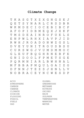 Global Warming Wordsearch | Teaching Resources