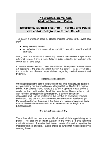 Medical treatment policy | Teaching Resources