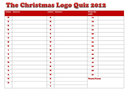 The Christmas Logo Quiz 2012 | Teaching Resources