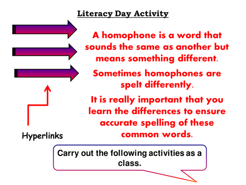 Homophones Starter for Literacy In lessons / Form | Teaching Resources