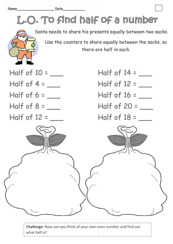 Halving Numbers Year 1 Christmas Theme Teaching Resources