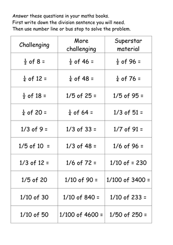 Worksheets Fractions Of A Number Worksheet year 4 finding fractions of amounts and numbers by differentiated worksheet1 doc