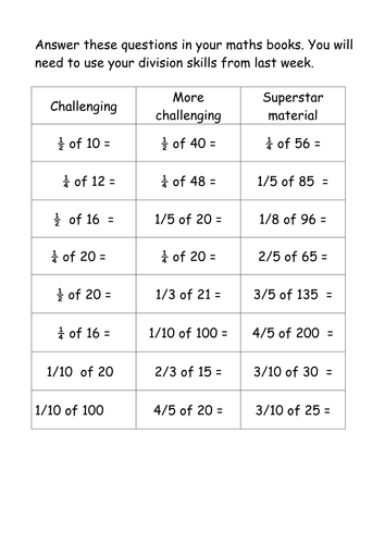 Worksheets Comparing And Ordering Whole Numbers Worksheets year 4 finding fractions of amounts and numbers by davidhowes1977 teaching resources tes