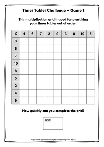 Division Worksheets division worksheets with grids : Times Tables Homework Grids by Miss-Becky - Teaching Resources - TES