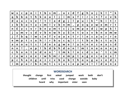 wordsearch high frequency words teaching resources