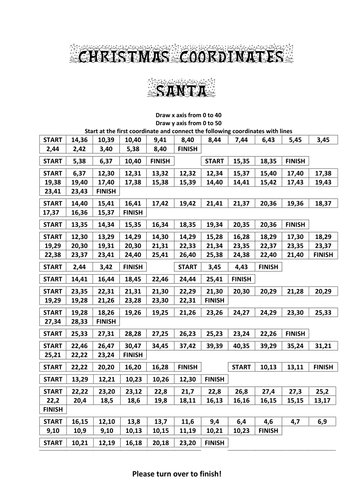 Christmas Coordinates Teaching Resources 7522