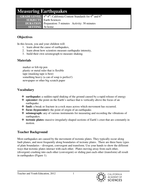 Measuring Earthquakes | Teaching Resources