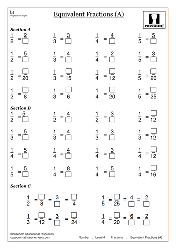 Printables Equivalent Fractions Worksheet equivalent fractions by cazoommaths teaching resources tes