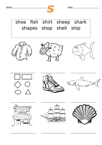 First sh Words Worksheet sh