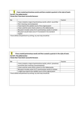 Lewis Carroll Nonsense Poetry Teaching Resources