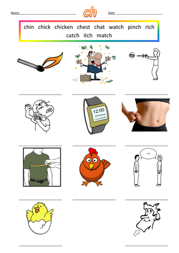 First ch Words Worksheet ch