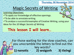 Creative writing lesson plans ks3
