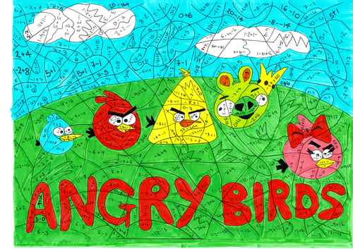 Angry Birds Negative Numbers Calculated Colouring ...