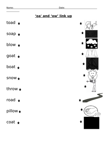 Oa And Ow Oa Digraph Worksheets Teaching Resources