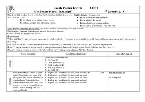 Year 1 Topic Planning 'Frozen Planet' | Teaching Resources
