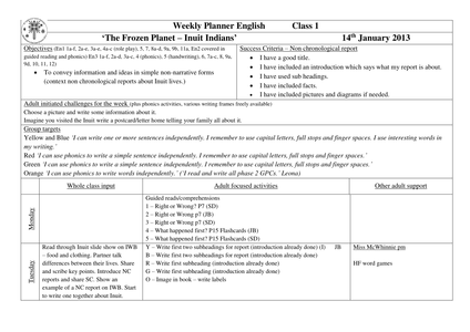 Year 1 Topic Planning 'Frozen Planet' - Resources - TES