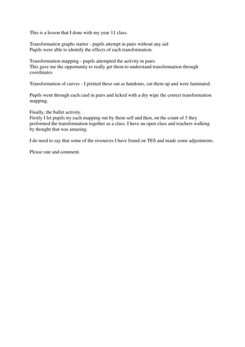 Transformations of graphs | Teaching Resources