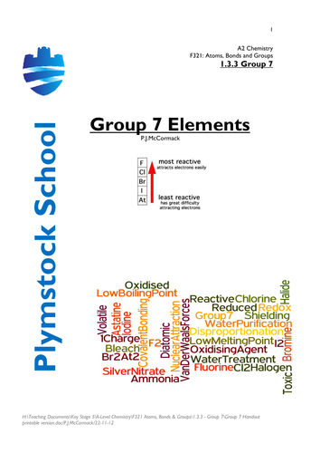 table pdf periodic handout Group Elements: Notes Atoms, by 7 and Bonds et00pjm Groups