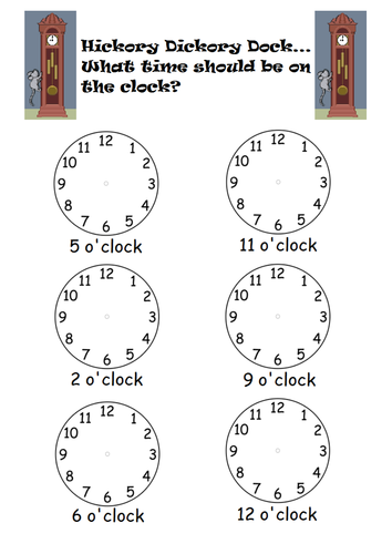 telling the time to o clock half past teaching resources