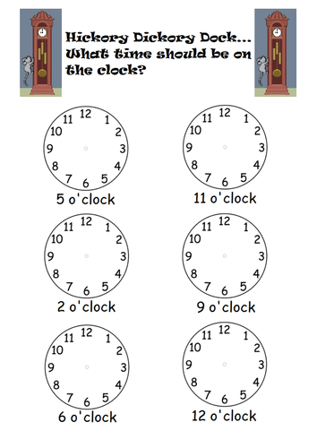 telling the time to oclockhalf past teaching resources