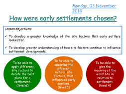 Lesson 1- Choosing early settlements- lesson and activities | Teaching