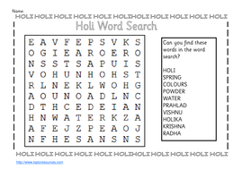 holi festival wordsearch teaching resources