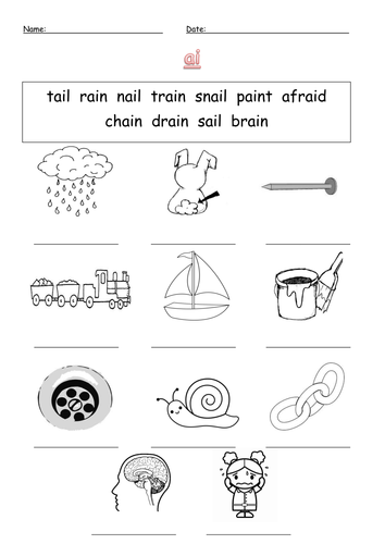 Ai digraph labelling worksheet ai by barang - Teaching 