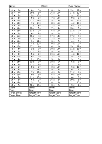 Times Tables Timed Practise Worksheet | Teaching Resources