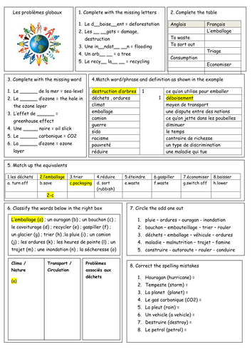 gcse french vocab revision quickies teaching resources