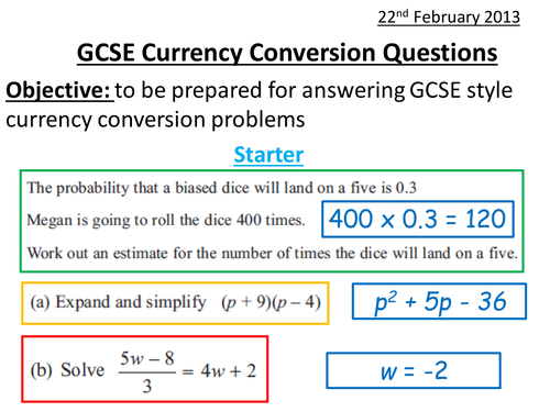 Currency Conversion GCSE Questions.pptx