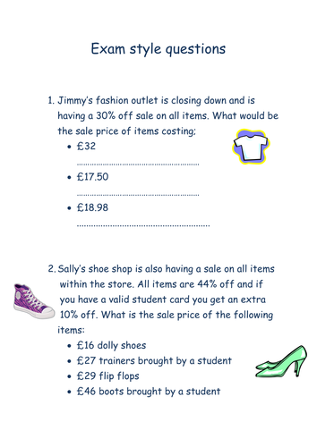 Percentage Increase and Decrease worded worksheet | Teaching Resources