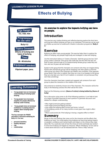 The Effects of Bullying | Teaching Resources