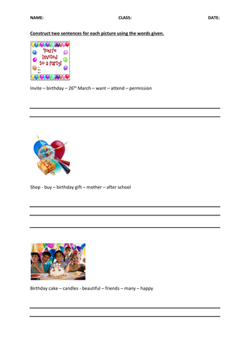 Writing Worksheet | Teaching Resources