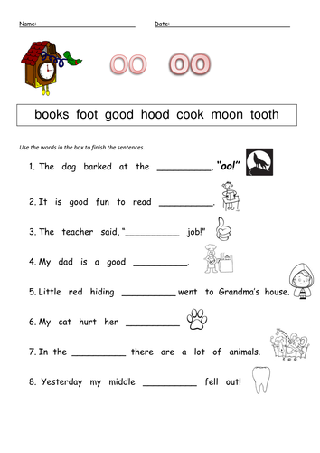 Little oo and Long oo Digraph Worksheets by barang - Teaching Resources ...