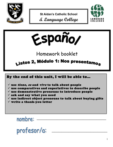Listos 2 homework booklet 02 picture
