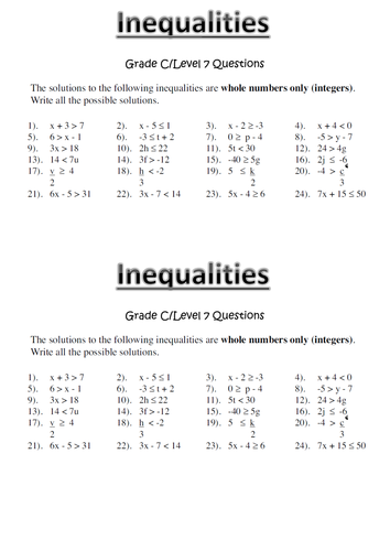 Linear Inequalities activities | Teaching Resources