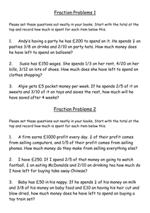 NEW 64 FRACTION WORKSHEET Y6 | fraction worksheet