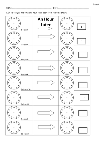 time later and before differentiated worksheets teaching