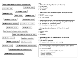 Song Ich Muss Ins Krankenhaus Teaching Resources